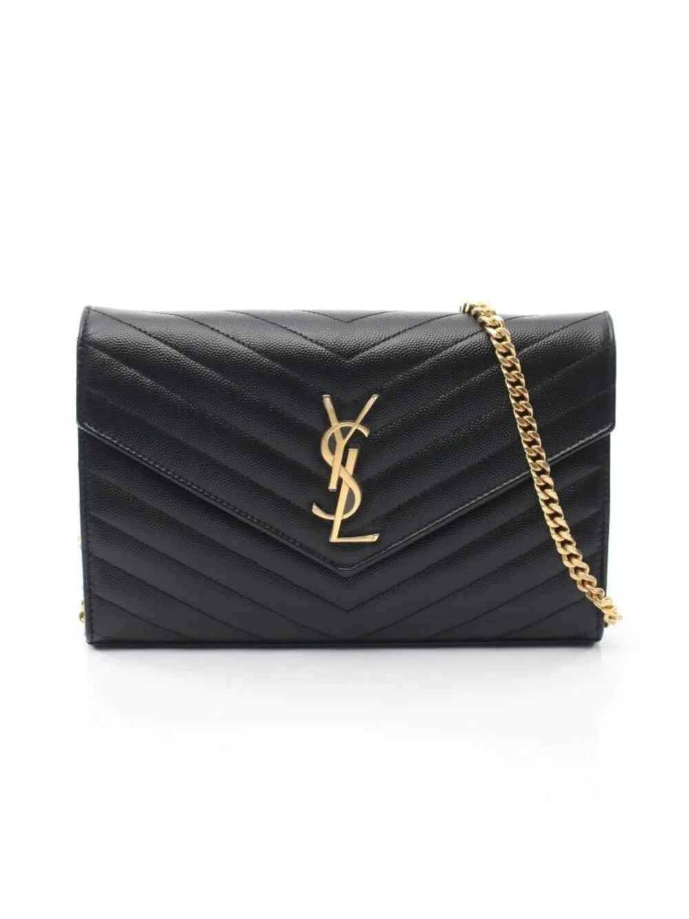 Saint Laurent Paris Shoulder Bag Cassandra Classic Black Leather Chain Wallet